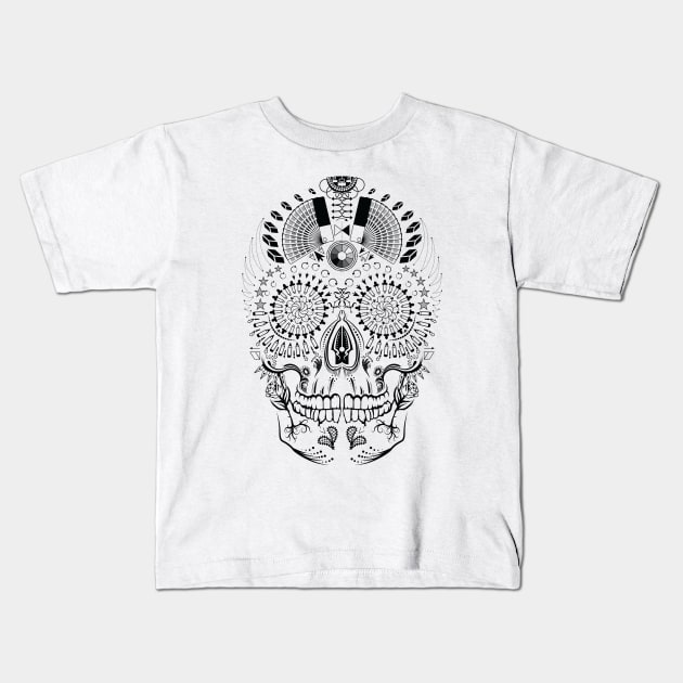 Illustrator Skull (Black) Kids T-Shirt by SlothmanProphecies